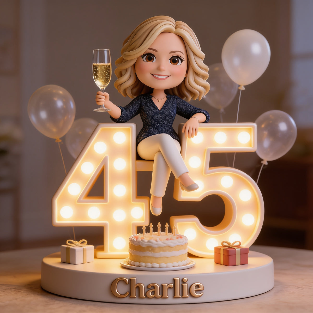 Personalized 45th Birthday Middle-Aged Woman Custom Shaped Acrylic Plaque Gift