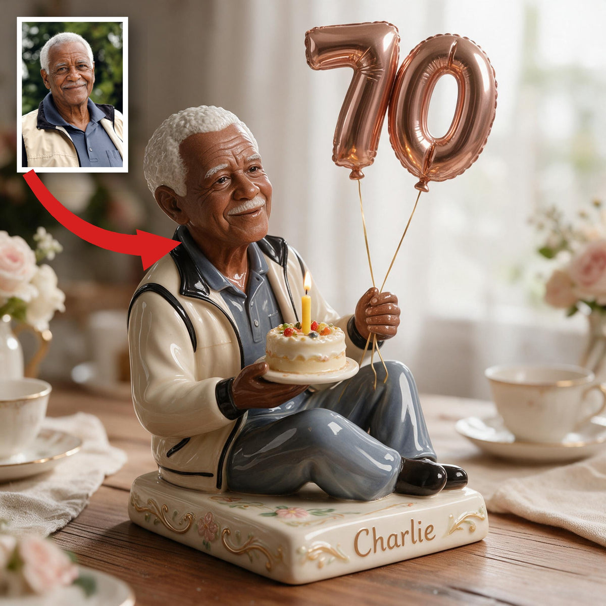Personalized 70th Birthday Older Black Man 3D Plaque Gift for Grandpa Dad Husband