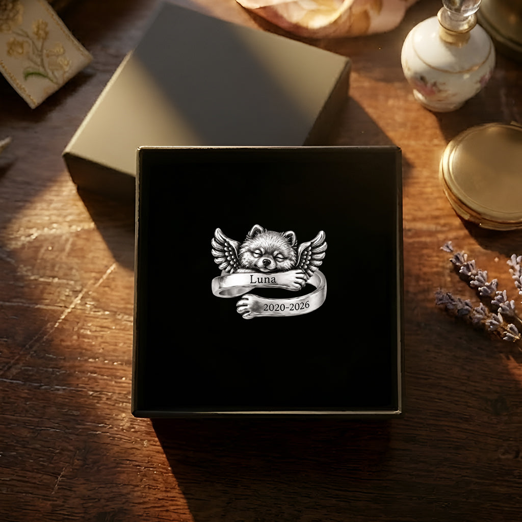 Personalized Golden Retriever Memorial Adjustable Ring Pet Keepsake