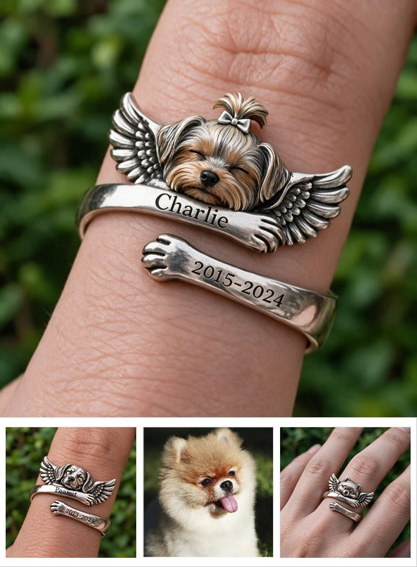 Personalized Yorkshire Terrier Memorial Adjustable Ring Pet Keepsake