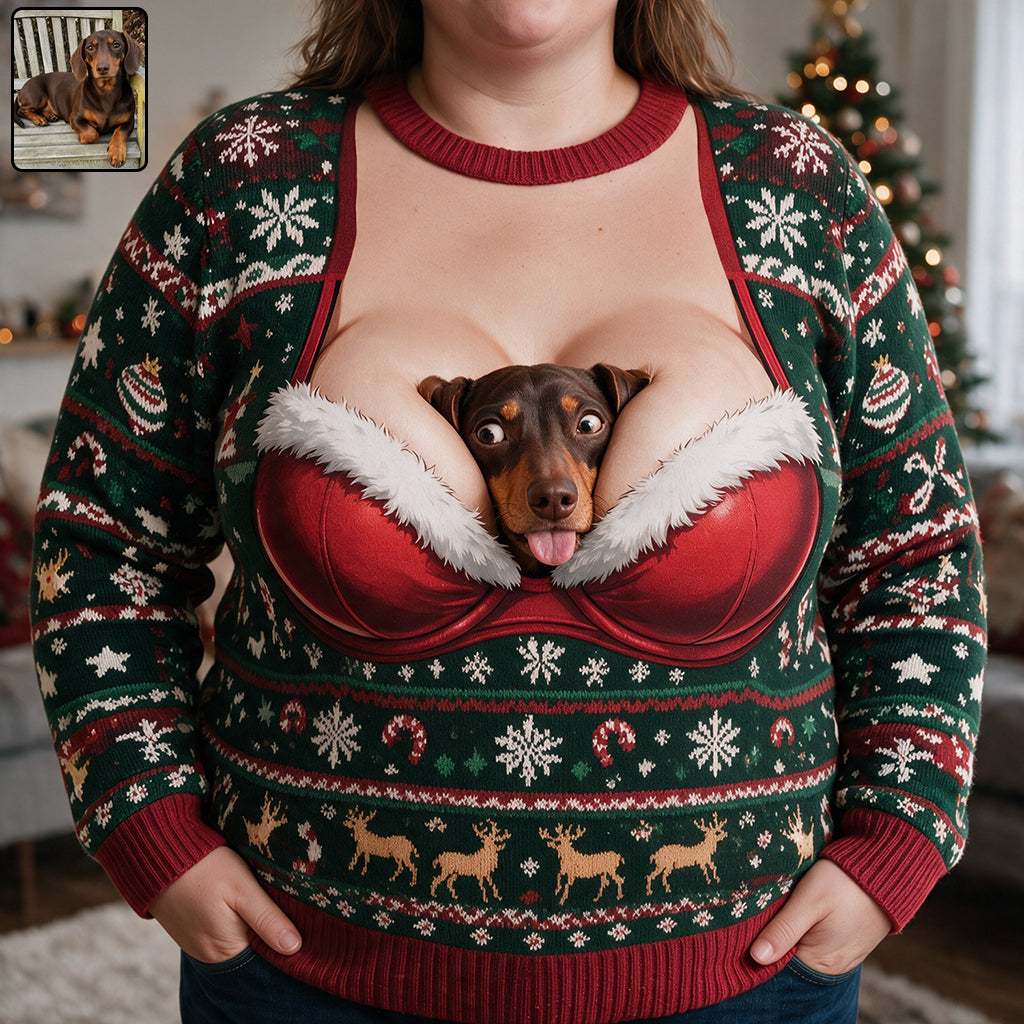 Custom Photo Christmas Yellow Labrador Retriever Ugly Sweater