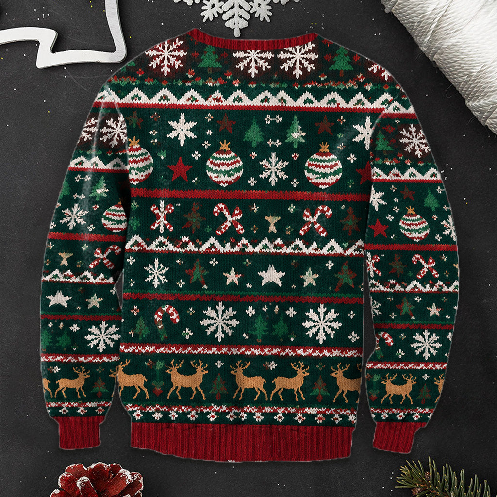Custom Photo Christmas Black and Tan Dachshund Puppy Ugly Sweater Funny Gift