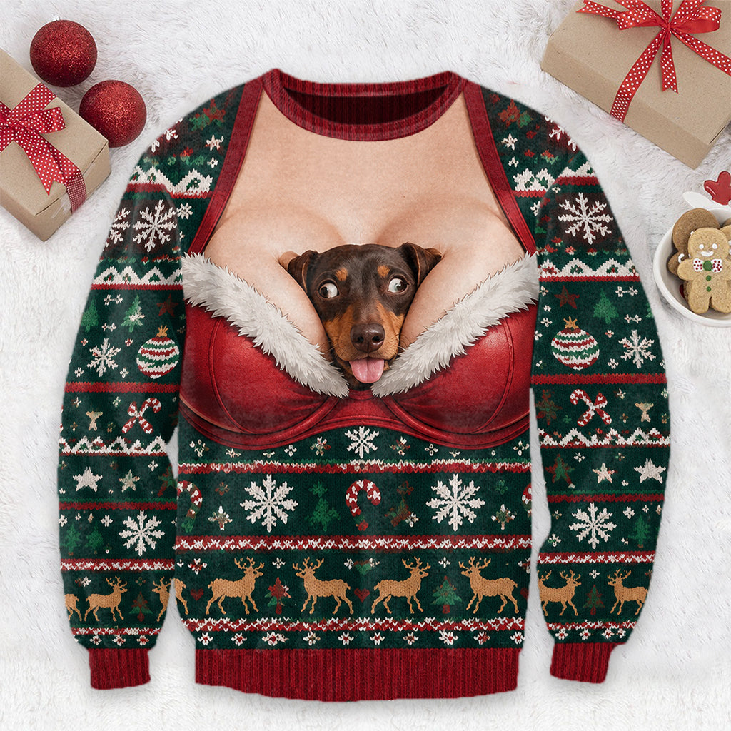 Custom Photo Christmas Yellow Labrador Retriever Ugly Sweater