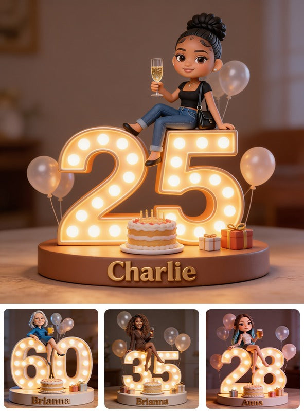 Personalized 25th Birthday Black Woman Custom Shaped Acrylic Plaque