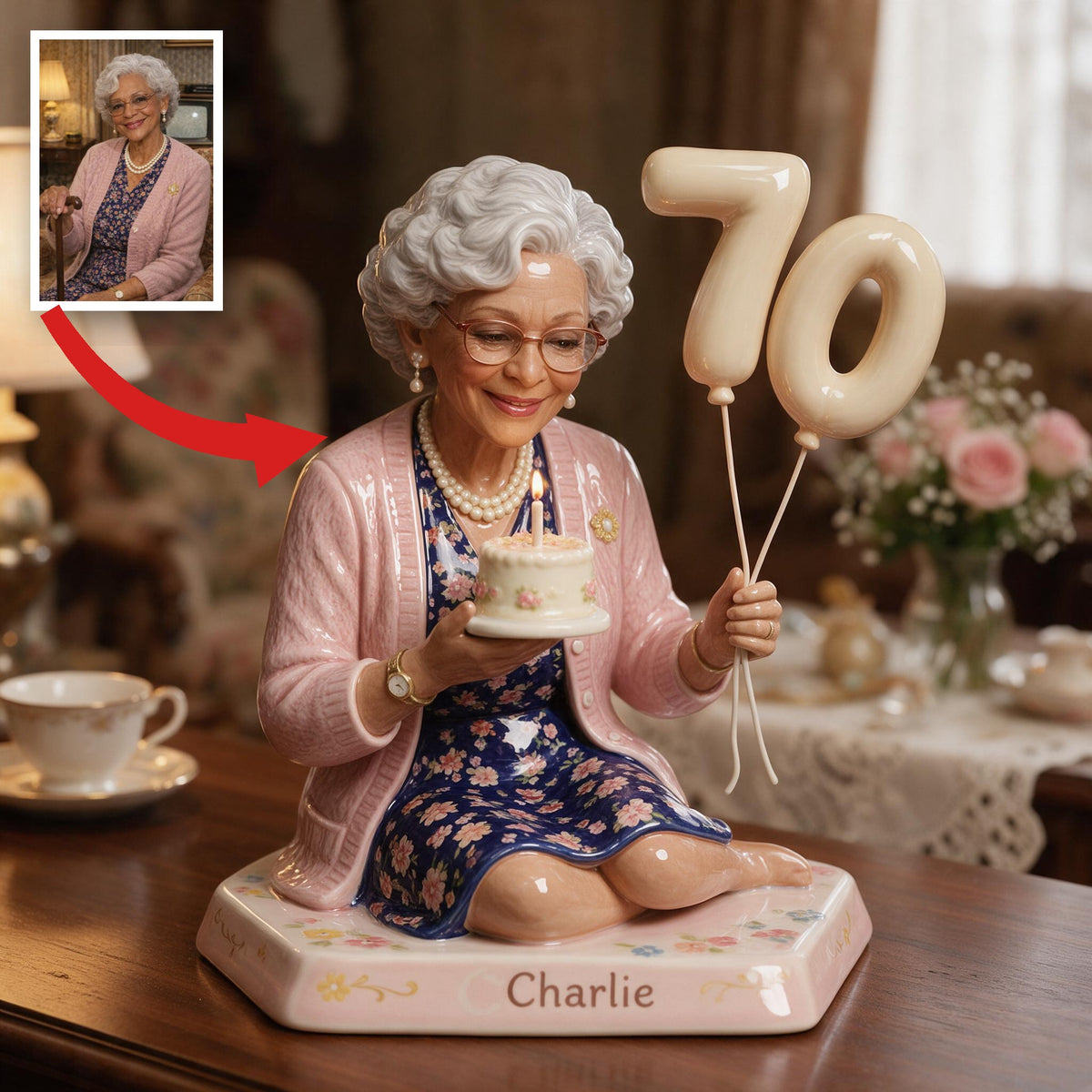 Personalized 70th Birthday Older Black Woman 3D Plaque Grandma Gift