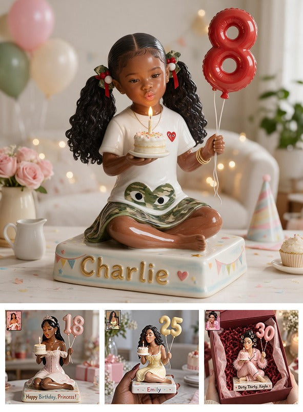 Personalized Birthday Black Little Girl 3D Plaque Daughter Granddaughter Niece Gift