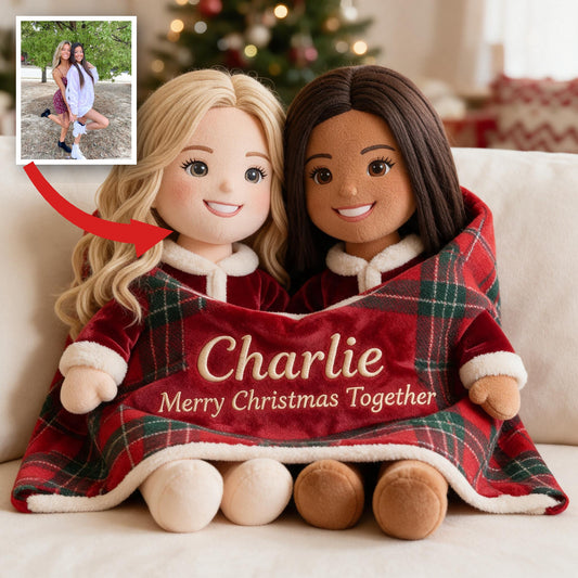 Personalized Christmas Lesbian Couple Premium Faux Fur Pillow Home Decor Gift