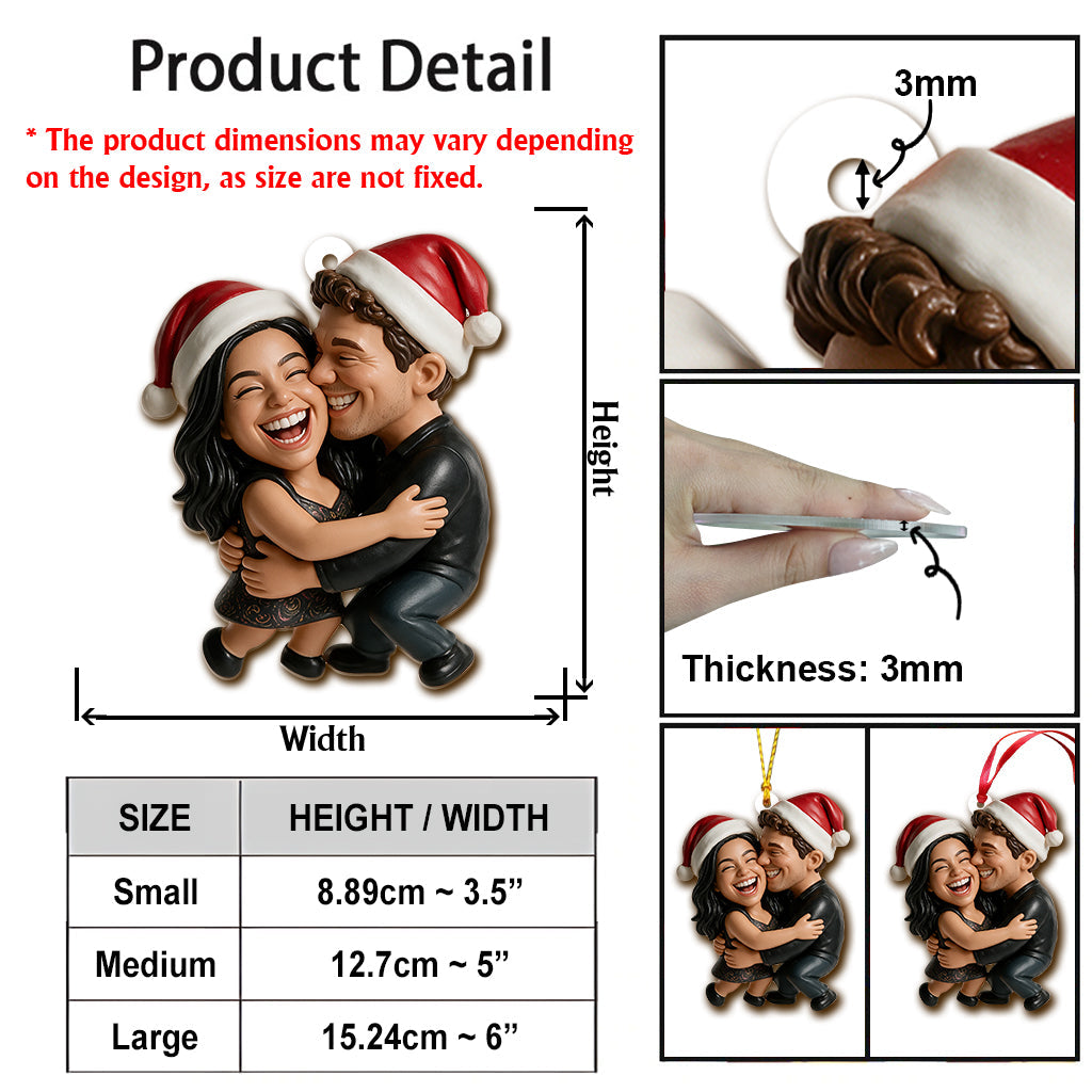 Custom Photo Christmas Black Couple Wedding Ornament