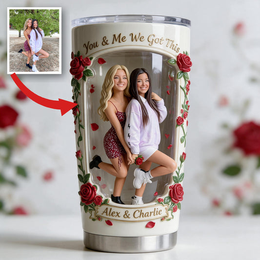 Custom Photo Lesbian Couple Tumbler, LGBT Partner Gift