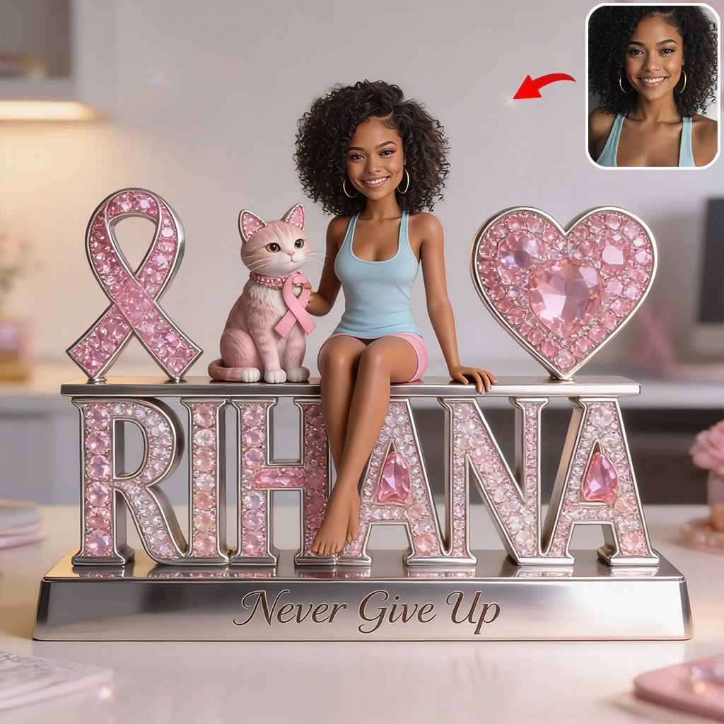 Custom Photo Breast Cancer Awareness Middle-Aged Breast Cancer Woman Acrylic Plaque Desk Decor