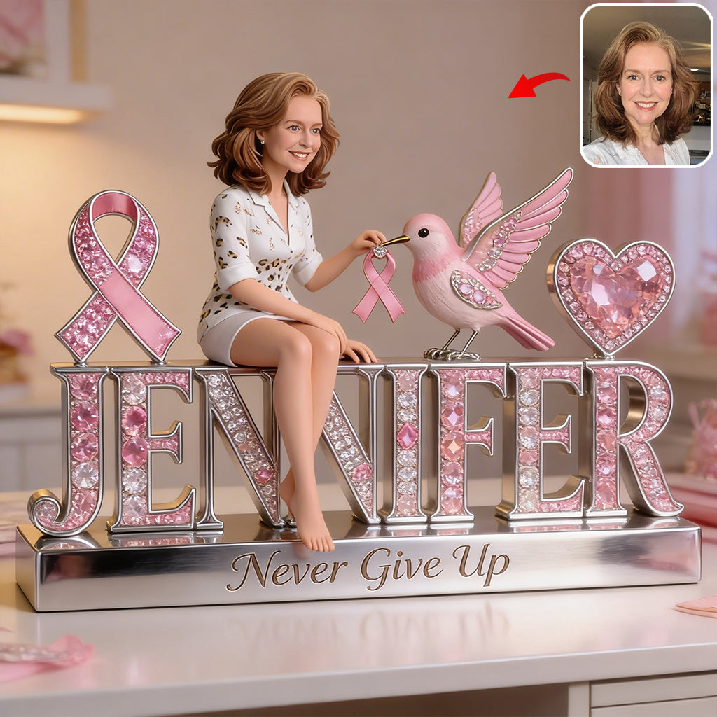 Custom Photo Breast Cancer Survivor Pink Headscarf Acrylic Plaque Awareness Gift