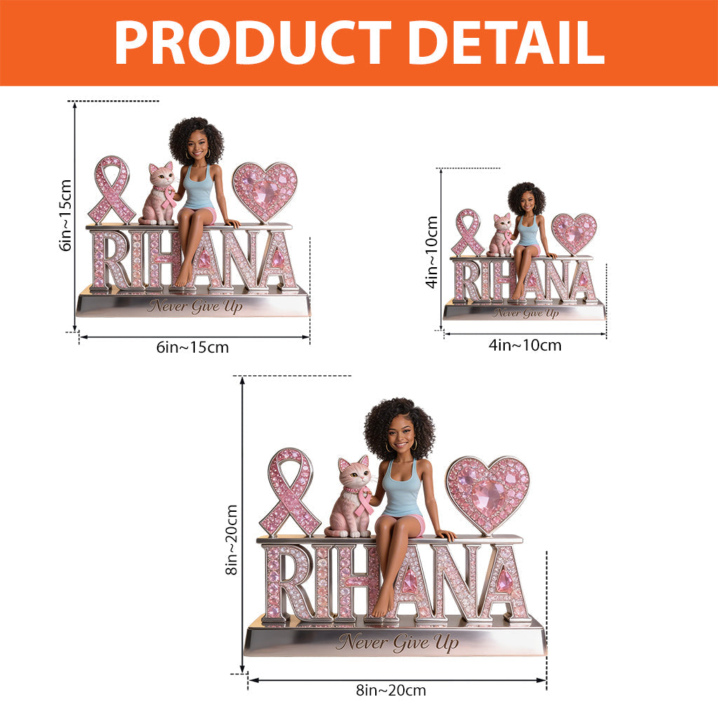 Custom Photo Breast Cancer Awareness Middle-Aged Black Breast Cancer Woman Shaped Acrylic Plaque