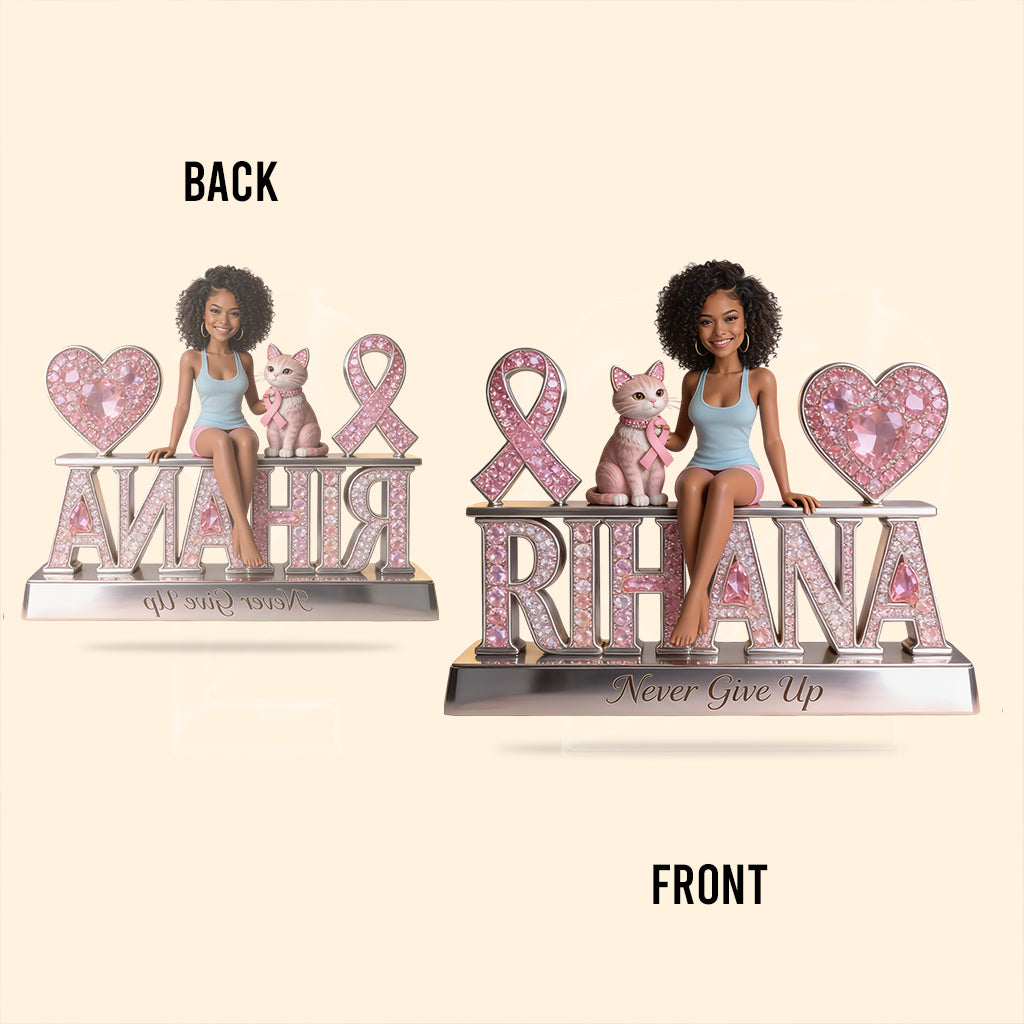 Custom Photo Breast Cancer Awareness Black Breast Cancer Woman Shaped Acrylic Plaque