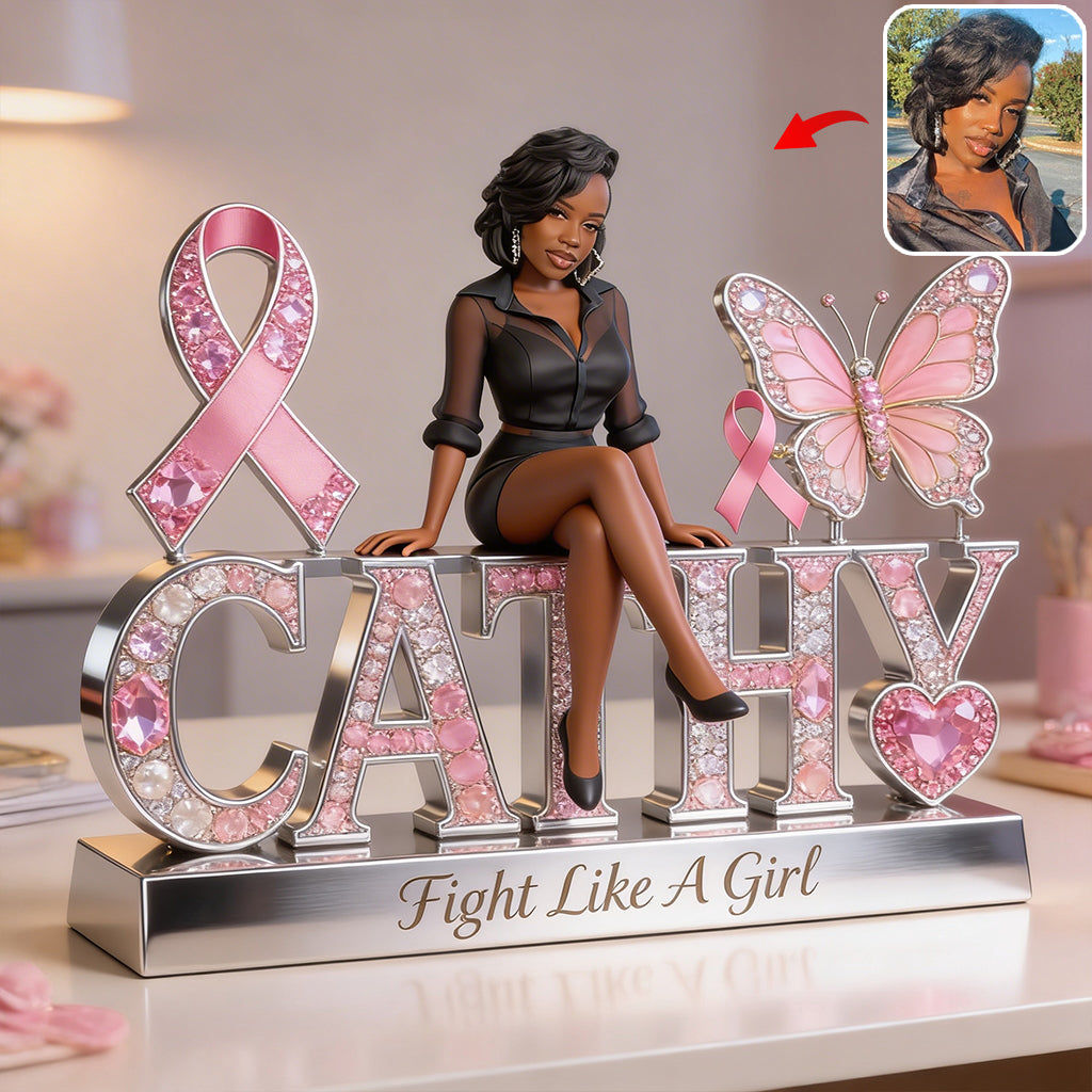 Custom Photo Breast Cancer Awareness Middle-Aged Latina Breast Cancer Woman Acrylic Plaque Keepsake