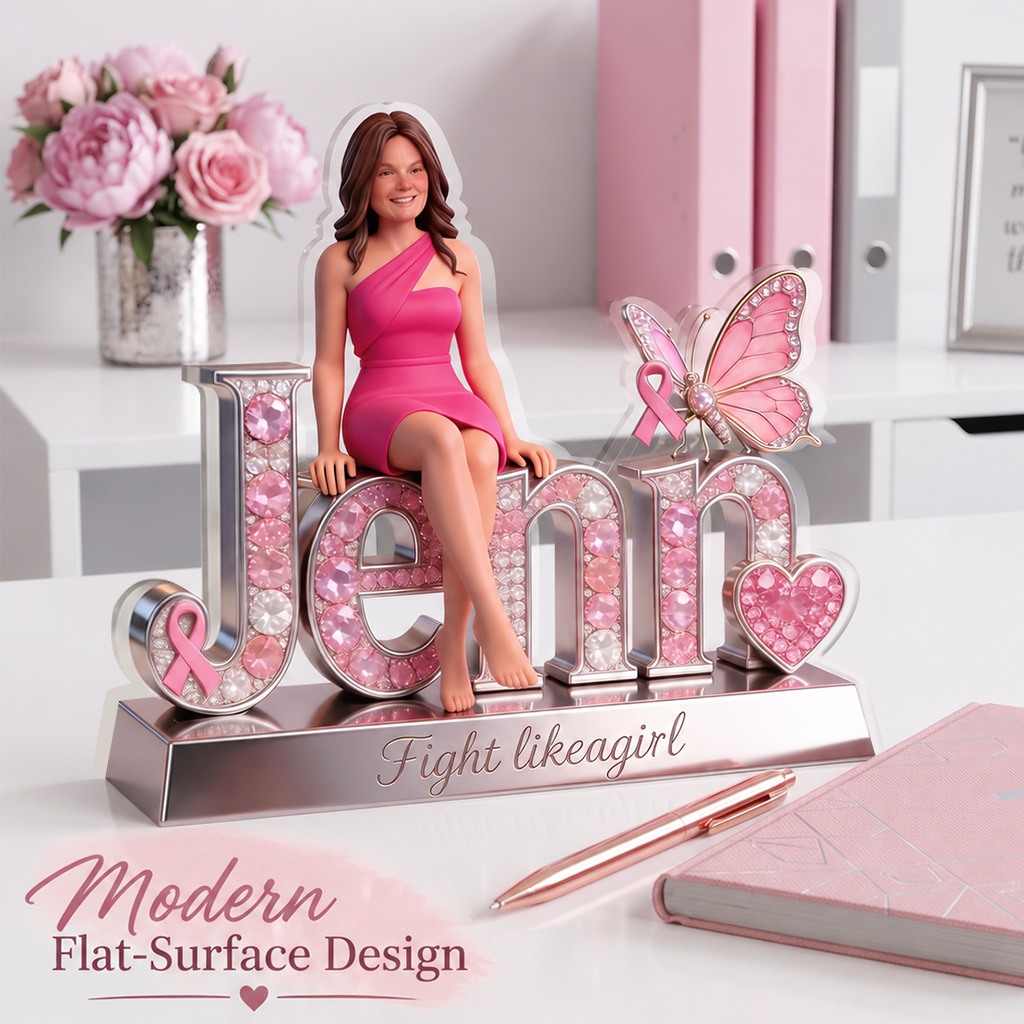 Custom Photo Breast Cancer Awareness Middle-Aged Latina Breast Cancer Woman Acrylic Plaque Keepsake