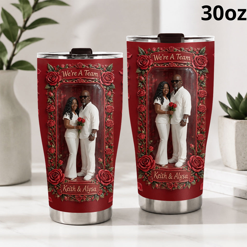 Custom Photo Older Couple Rose Design Tumbler, Personalized Grandparents Gift