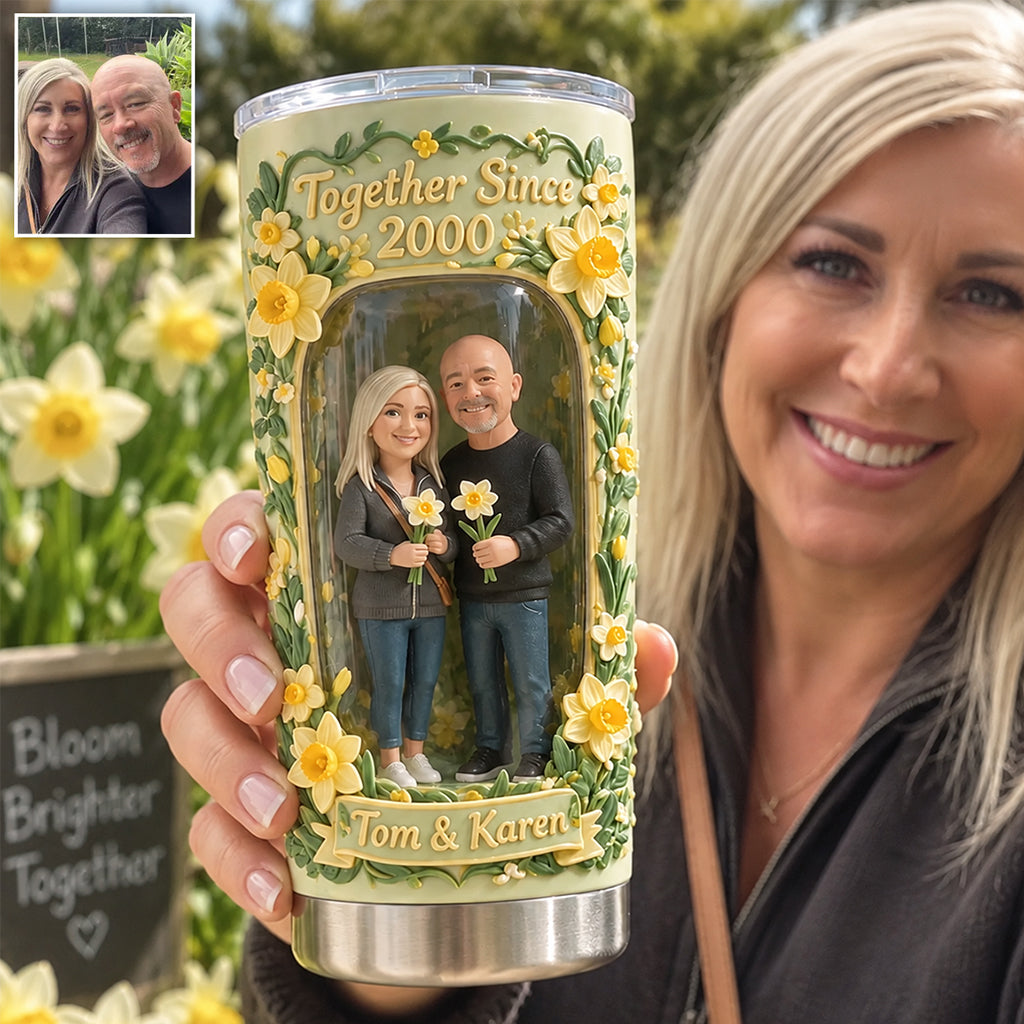 Custom Photo Husband Wife Couple Tumbler Romantic Rose Drinkware Gift