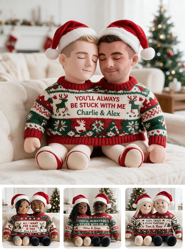 Custom Photo Christmas Gay Couple Faux Fur Pillow, LGBT Couple Home Decor Gift
