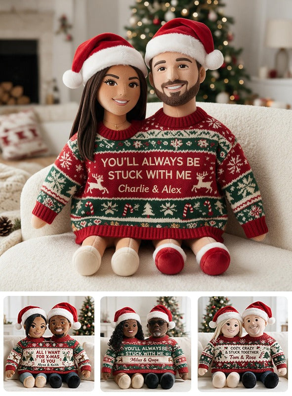 Custom Photo Christmas Latino Couple Faux Fur Pillow, Couple Holiday Gift