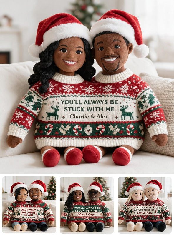 Custom Photo Christmas Black Couple Faux Fur Pillow, Wedding Couple Gift