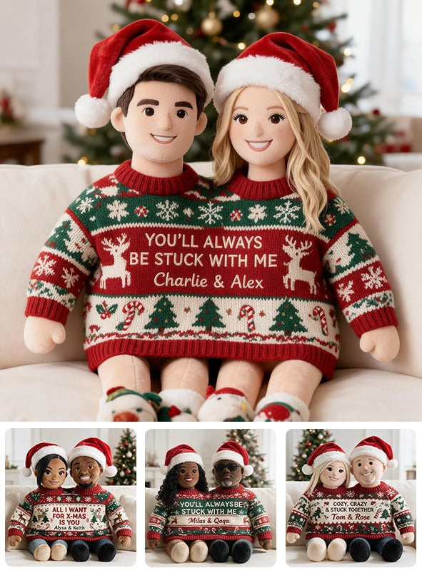 Custom Photo Christmas Wedding Couple Faux Fur Pillow, Unique Couple Holiday Gift