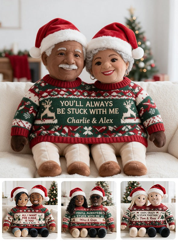 Custom Photo Christmas Older Black Couple Faux Fur Pillow, Couple Gift