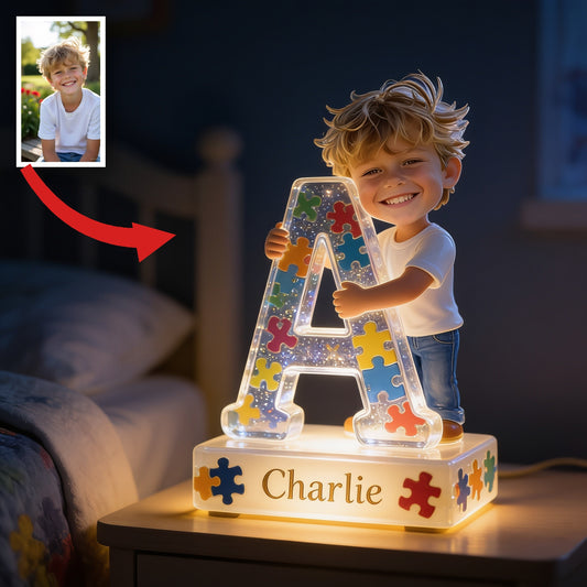 Personalized Little Boy Acrylic LED Night Light Kids Bedroom Gift