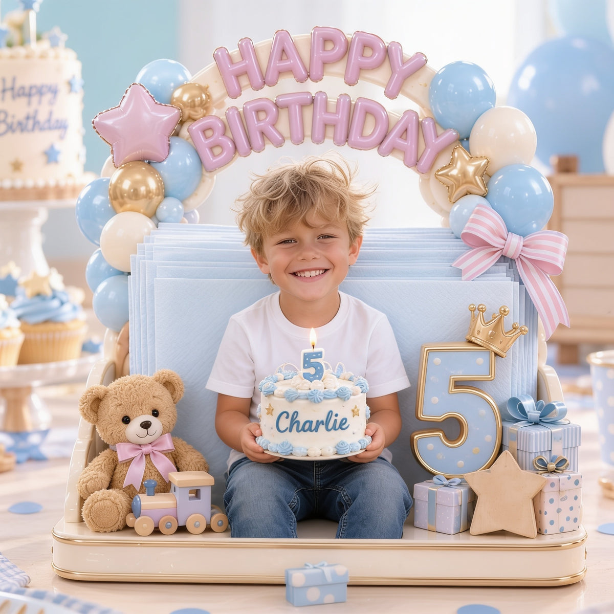 Personalized Birthday Little Boy Napkin Holder for Son Grandson Nephew