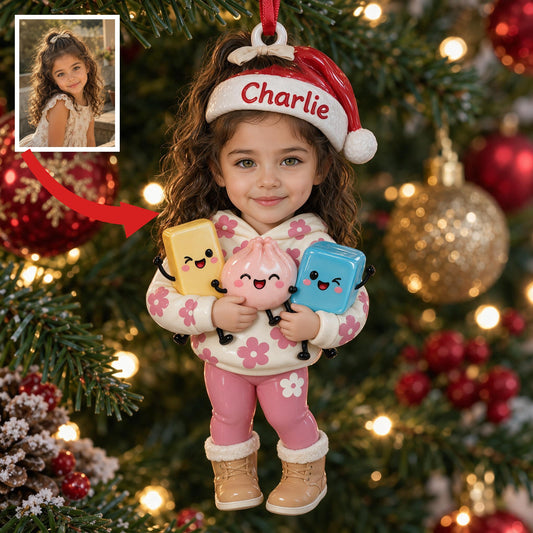 Personalized Christmas Latina Little Girl 3D Ornament, Holiday Gift for Kids