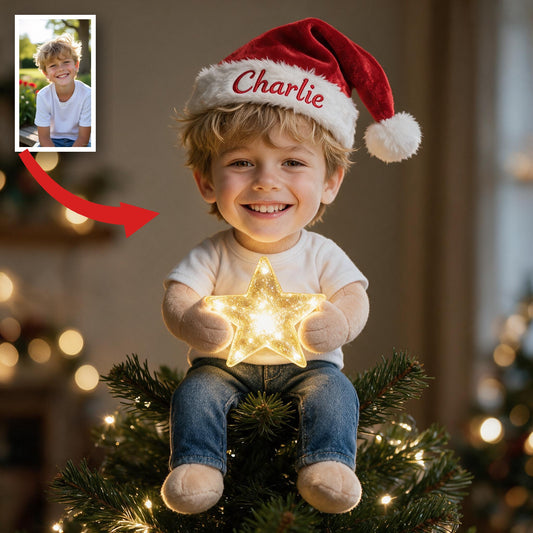 Personalized Christmas Little Boy LED Light Tree Topper Holiday Decor