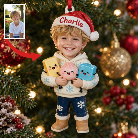 Personalized Christmas Little Boy Premium 3D Ornament Gift for Son Grandson Nephew