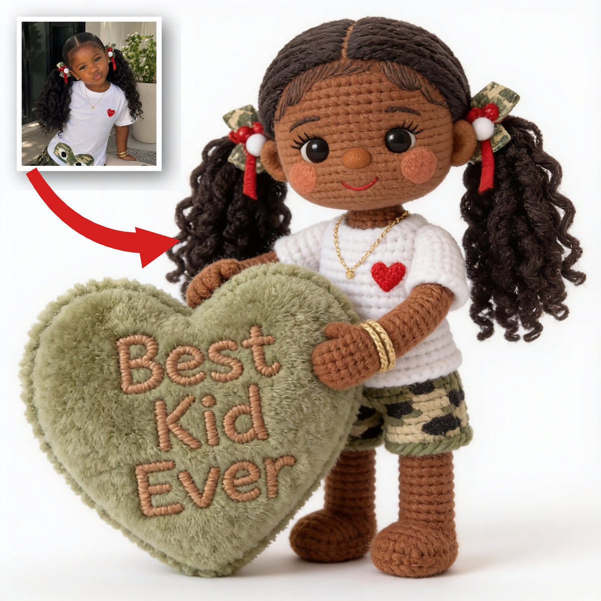 Personalized Black Little Girl Premium Faux Fur Pillow, Gift for Daughter Granddaughter Niece