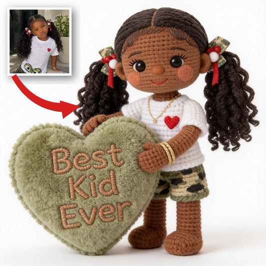 Personalized Black Little Girl Premium Faux Fur Pillow, Gift for Daughter Granddaughter Niece