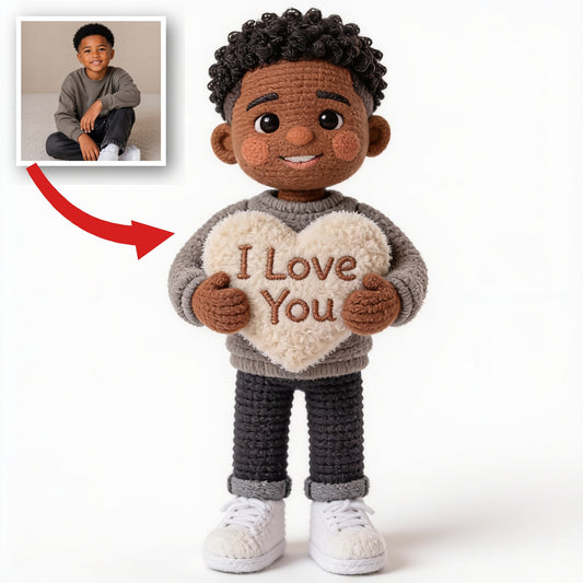 Personalized Black Little Boy Premium Faux Fur Pillow Gift for Son Grandson Nephew