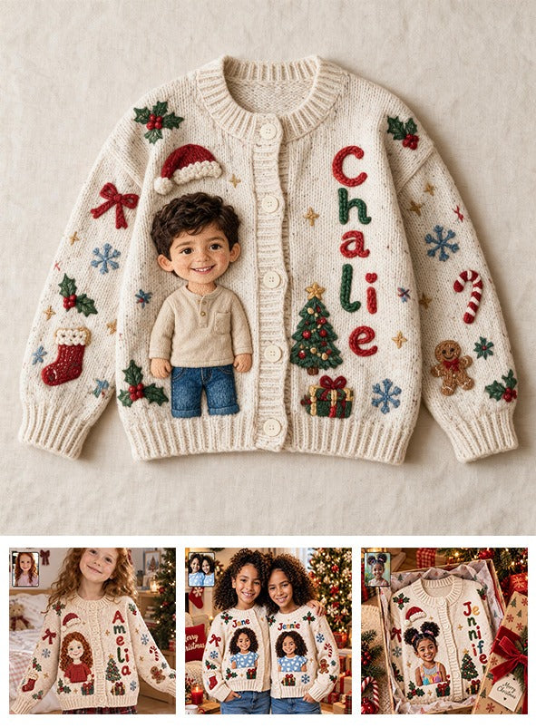 Personalized Christmas Latino Little Boy Cardigan Sweater Son Grandson Nephew Gift