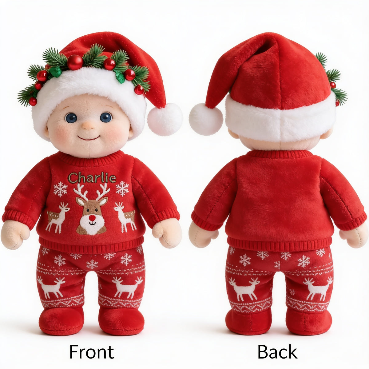 Personalized Christmas Baby Boy Plush Keychain Holiday Gift