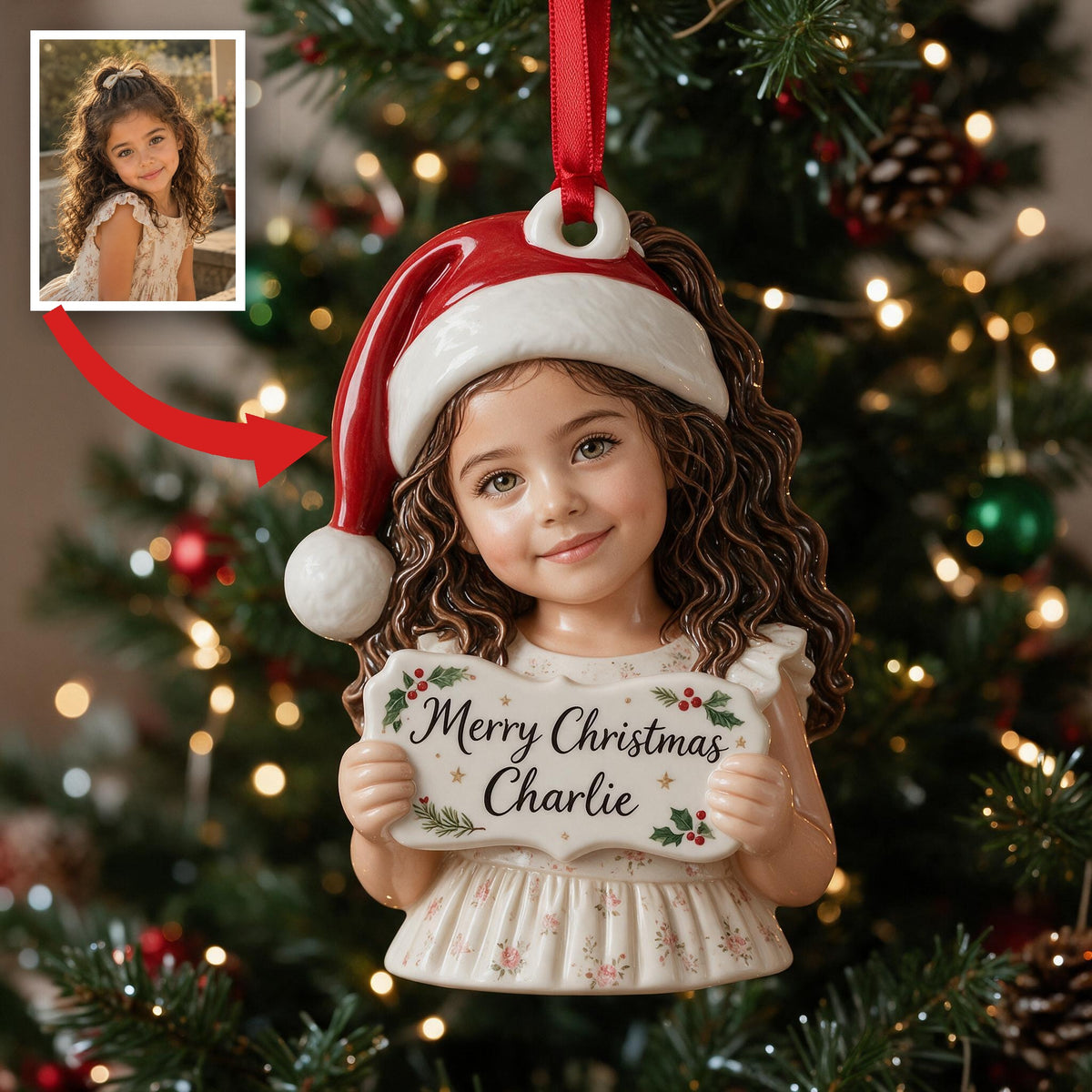 Personalized Christmas Latina Little Girl Premium 3D Ornament Gift for Daughter Granddaughter Niece