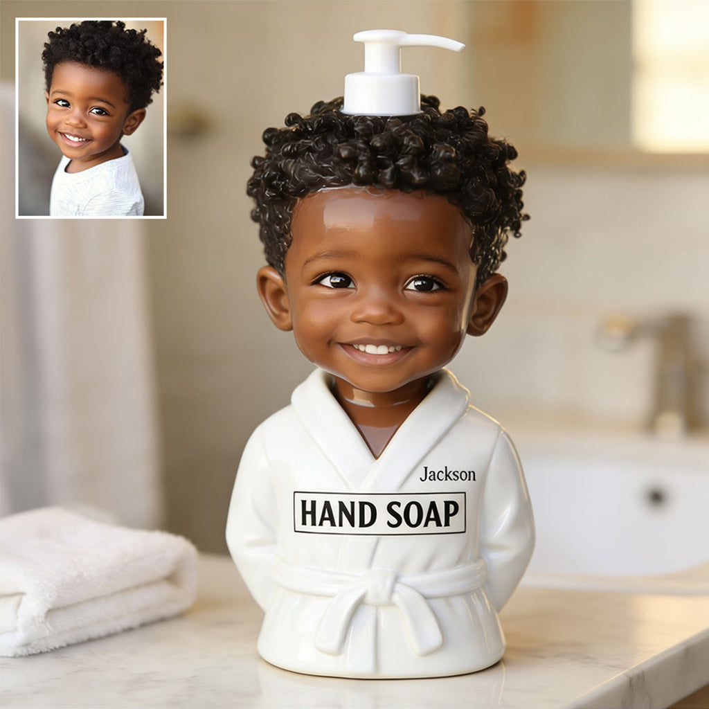 Personalized Christmas Baby Boy Soap Dispenser Festive Bathroom Gift
