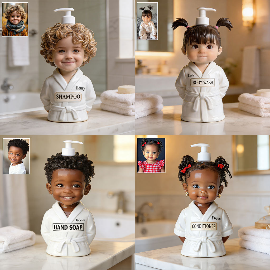Personalized Little Boy Shaped Soap Dispenser Kids Bathroom Decor Gift