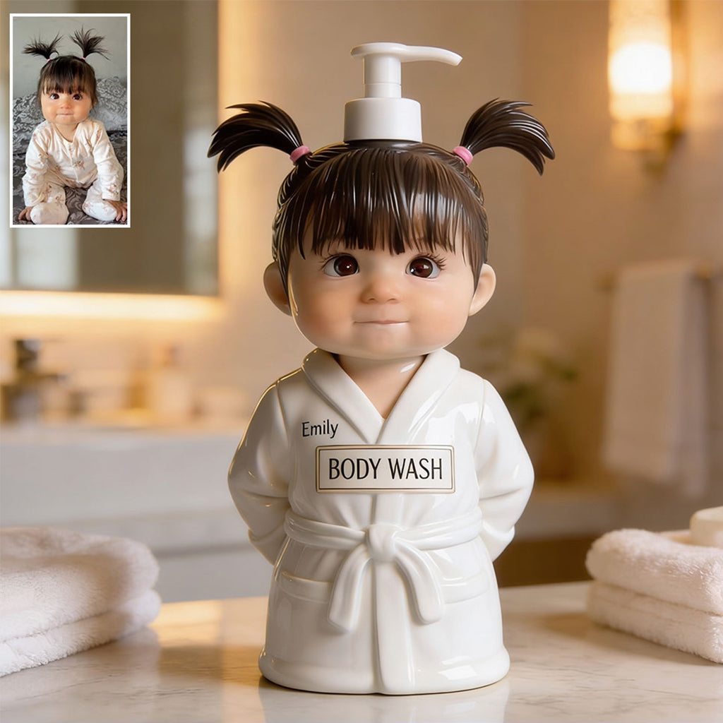 Personalized Black Little Boy Soap Dispenser, Custom Bathroom Gift for Son Grandson Nephew