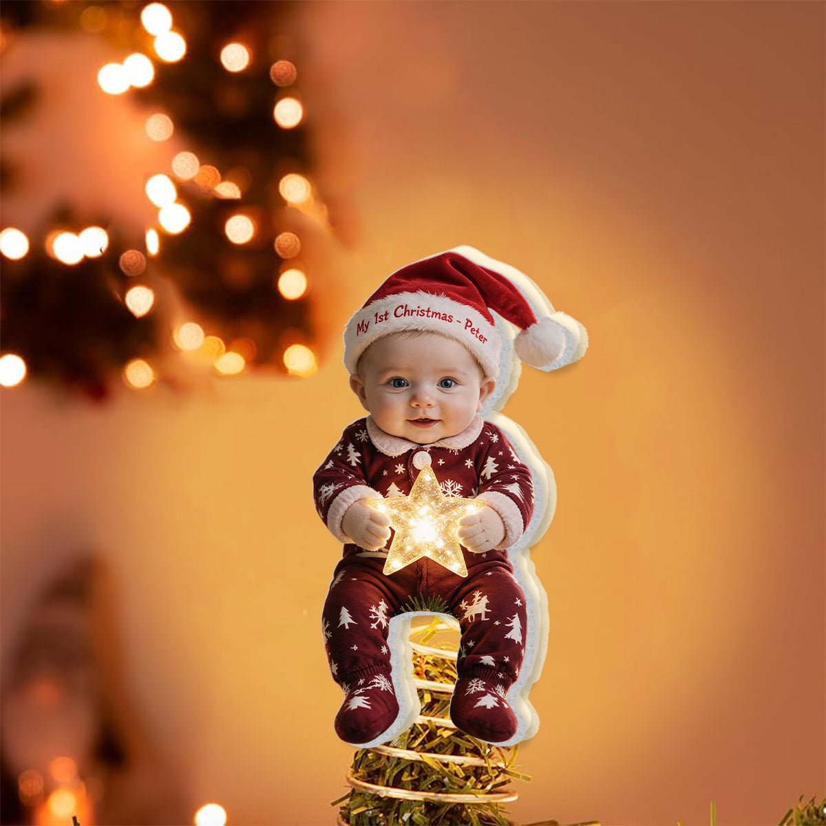 Personalized Christmas Latina Little Girl LED Tree Topper, Gift for Daughter Granddaughter Niece