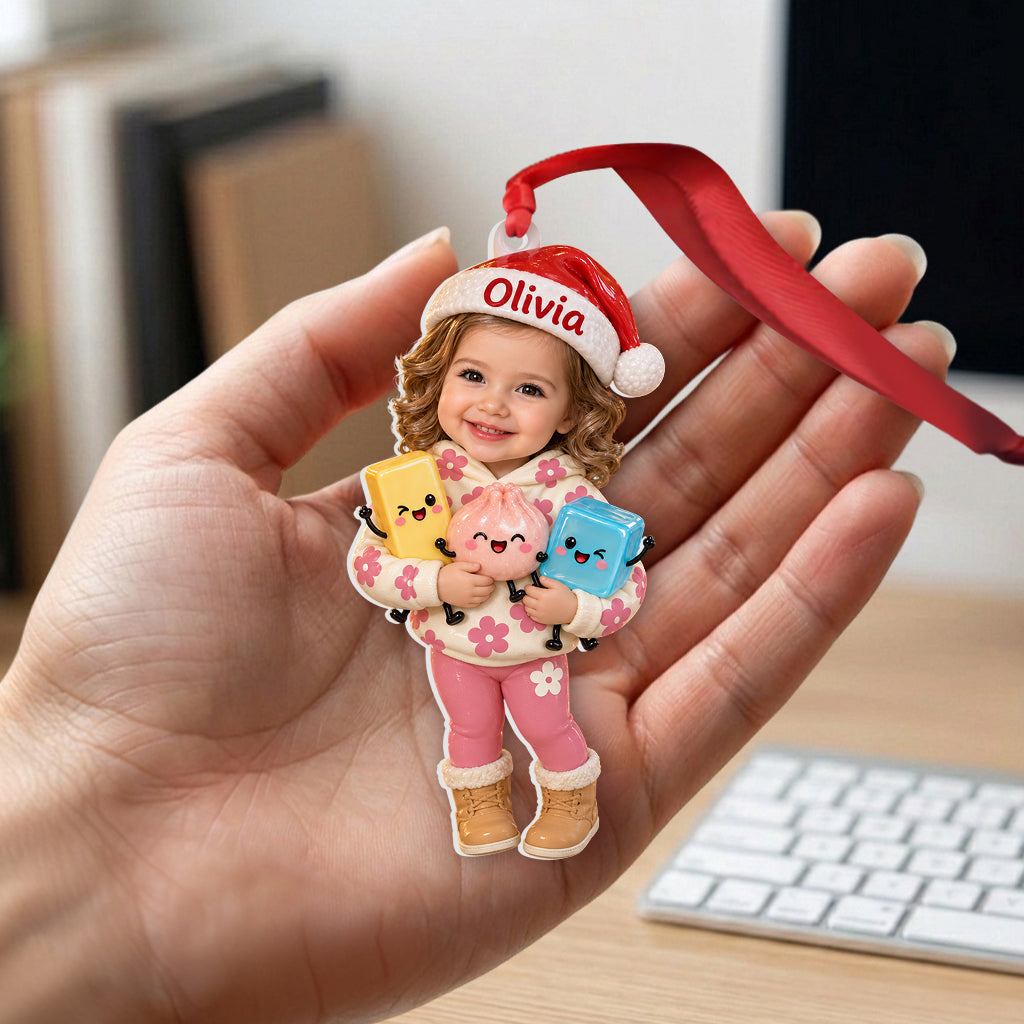 Personalized Christmas Little Girl 3D Ornament, Cute Keepsake Gift for Kids