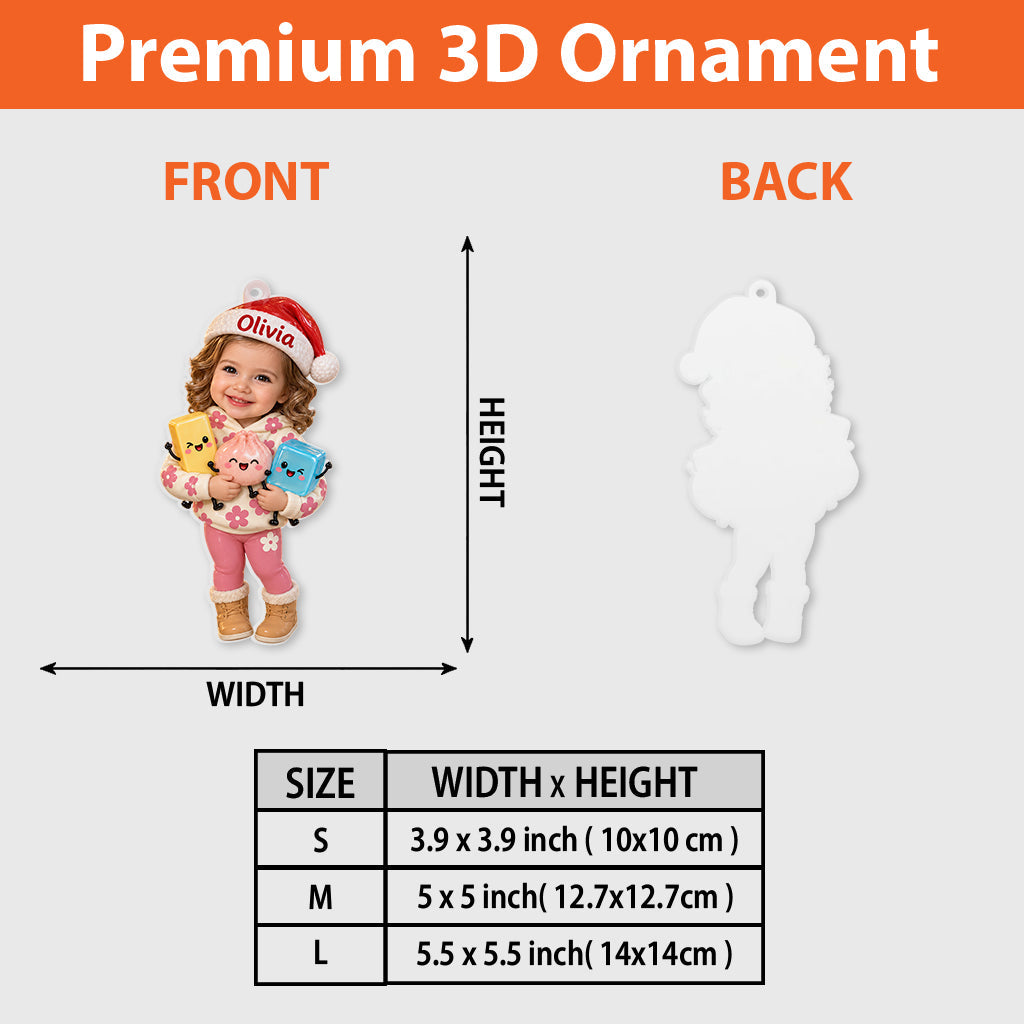 Personalized Christmas Black Little Girl 3D Ornament, Holiday Gift for Kids