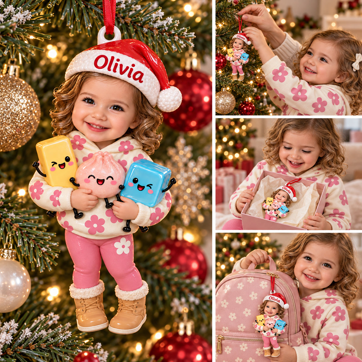 Personalized Christmas Latina Little Girl 3D Ornament, Holiday Gift for Kids