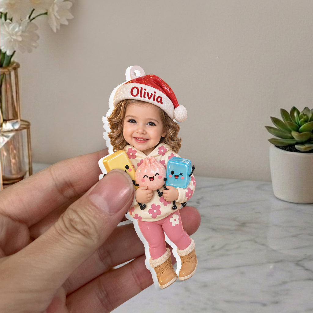 Personalized Christmas Black Christmas Baby Girl 3D Ornament Kids Gift