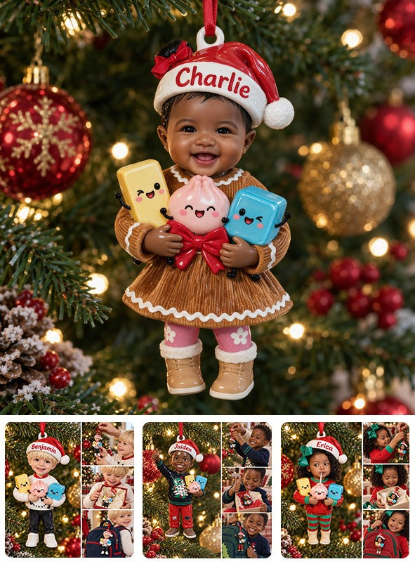 Personalized Christmas Black Christmas Baby Girl 3D Ornament Kids Gift