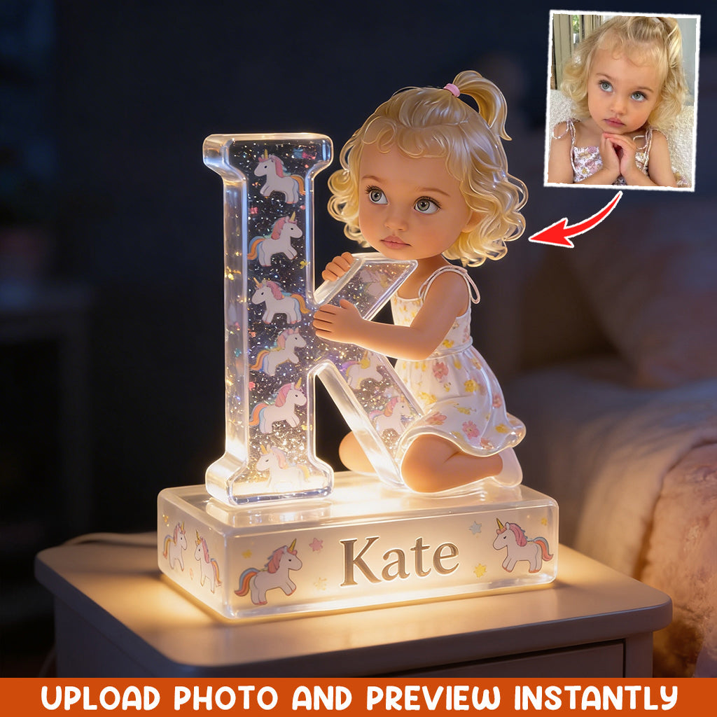 Personalized Christmas Baby Boy Acrylic LED Night Light Holiday Kid Gift