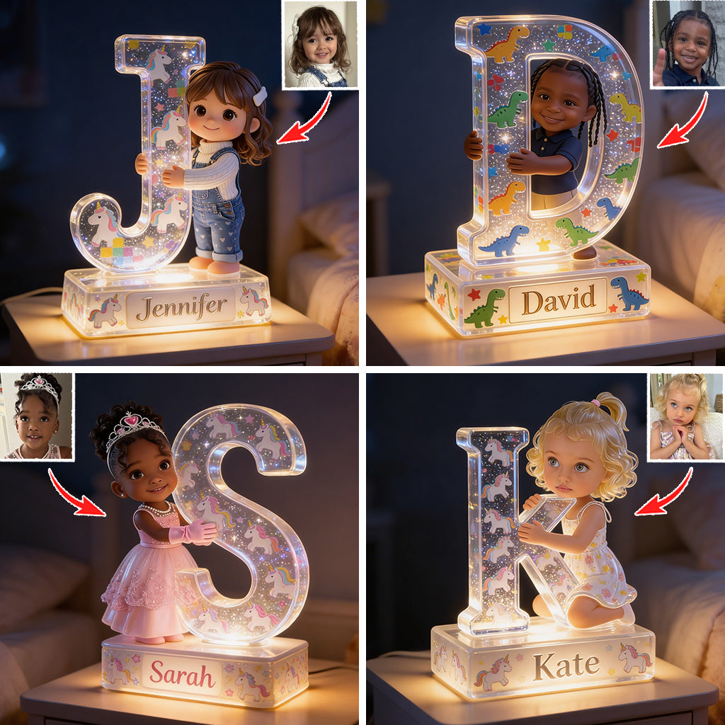Personalized Latino Little Boy Acrylic LED Night Light Custom Kids Room Decor Gift