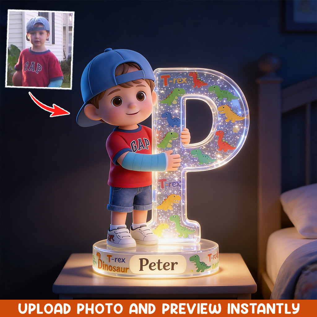 Personalized Christmas Baby Boy Acrylic LED Night Light Holiday Kid Gift