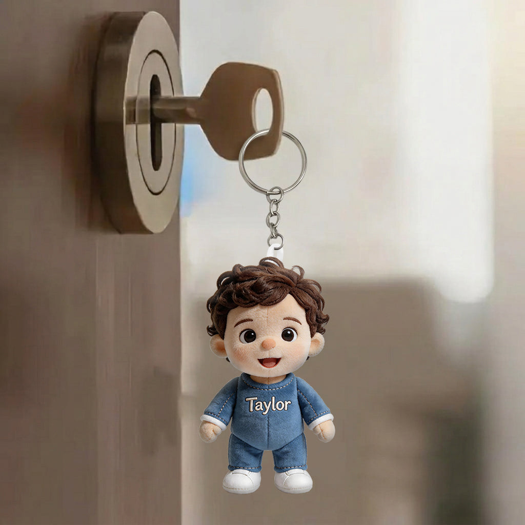 Personalized Latino Little Boy Plush Keychain Custom Son Grandson Gift